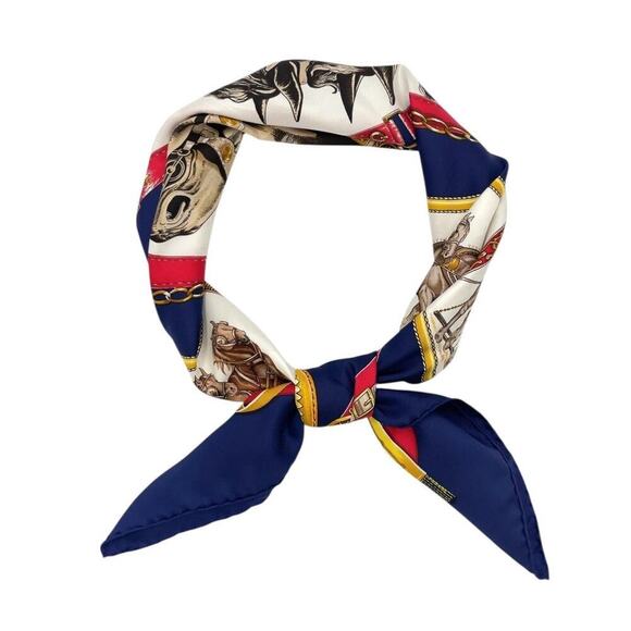 Hermes Carré 90 CHEVAUX DE TRAIT Navy x Multicolor Silk Scarf New W/Box - Picture 5 of 16